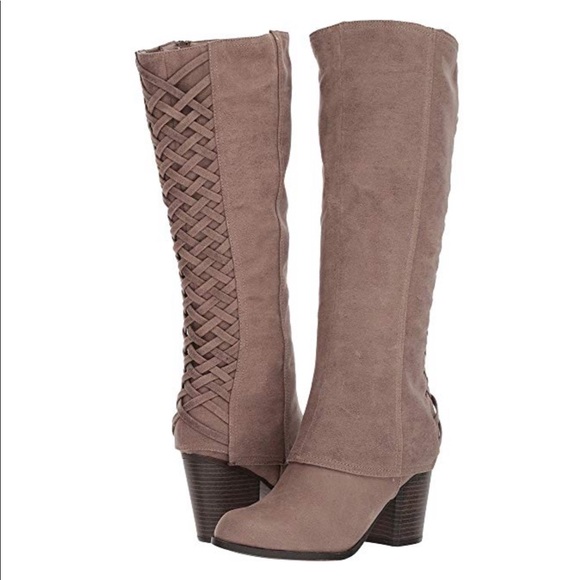 Fergalicious Shoes - Women’s NWOT Knee High Taupe Lace- Up Detail Boots